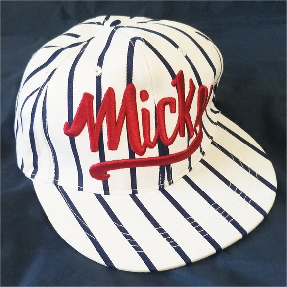 Disney Parks Blue and White Striped Mickey Red Classic Baseball Cap NWT - Picture 1 of 8